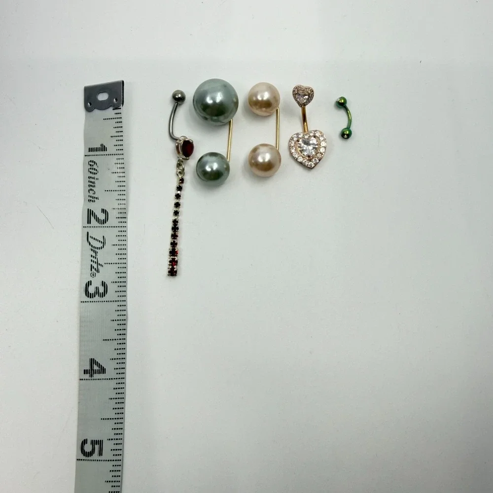 Lot of 5 Trendy Dangle Belly Button Rings Aesthetic Navel Piercings